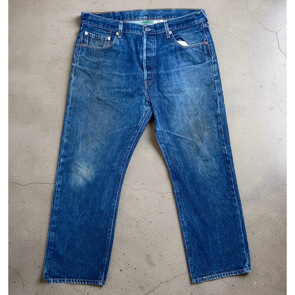 Levis 501XX Mens 38x32 Blue Denim Jeans Straight Leg Button Fly 00501-0000